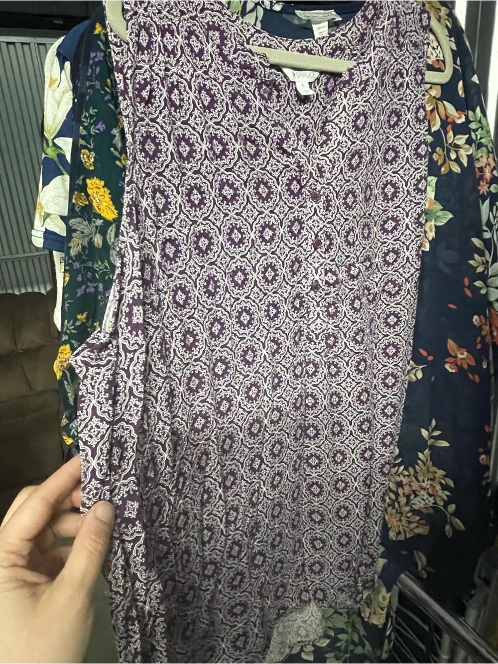 Market & Spruce Purple Printed Sleeveless Tank